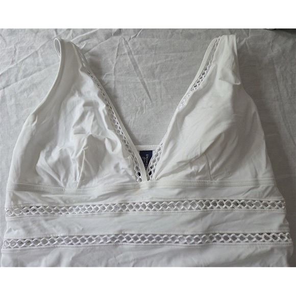 NWOT Swimsuits for All 18 Cut Out White Deep V Swimsuit 129513 - Picture 4 of 5